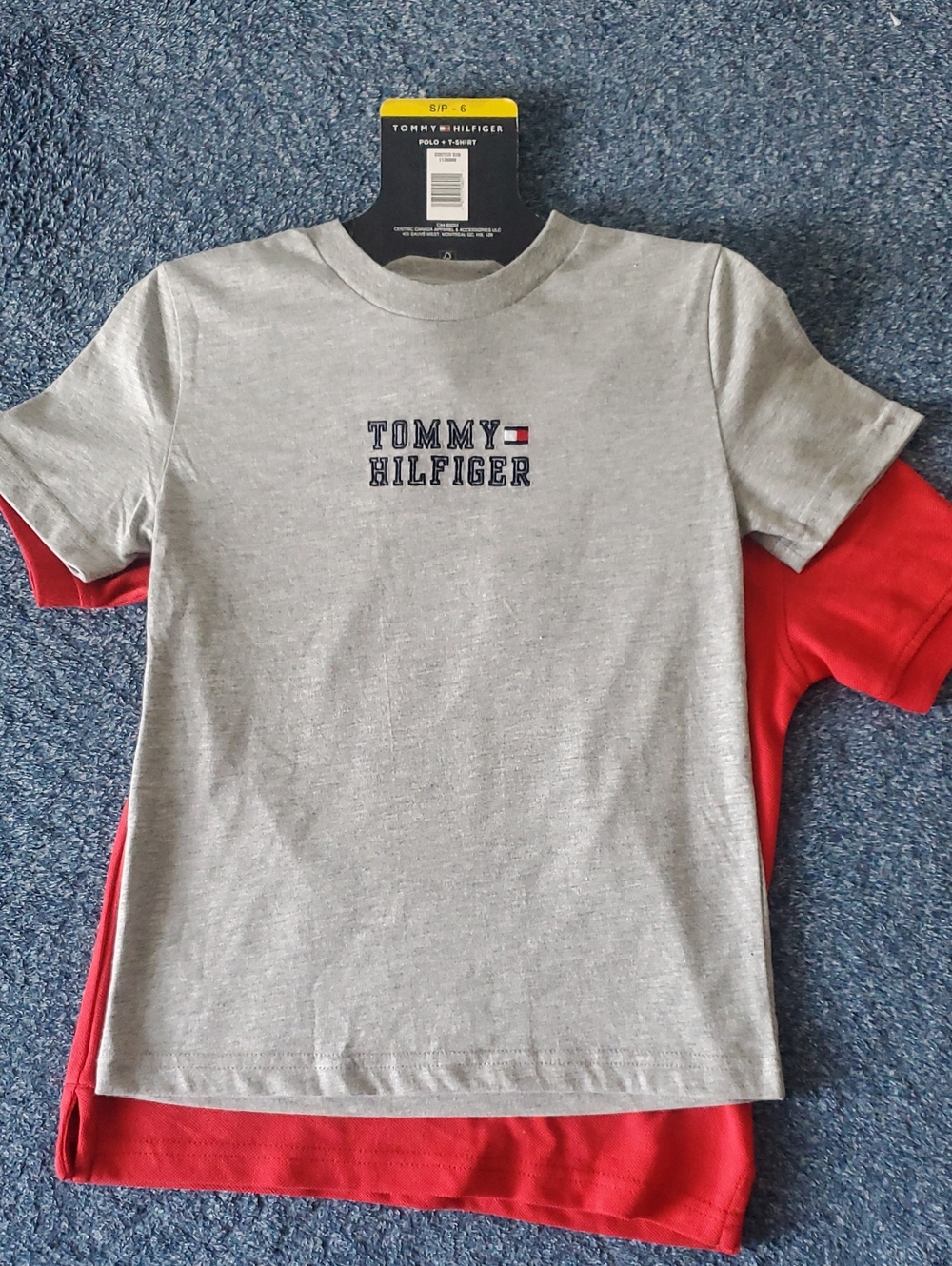 NWT Tommy Hilfiger Boys Size 6T Light Gray Logo Tee with Red Accent 2 Lot